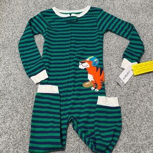 Carter's Teal and Navy Striped Footie with Tiger